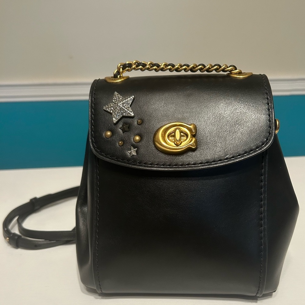 Coach Leather Parker Convertible Backpack w-Embellishments